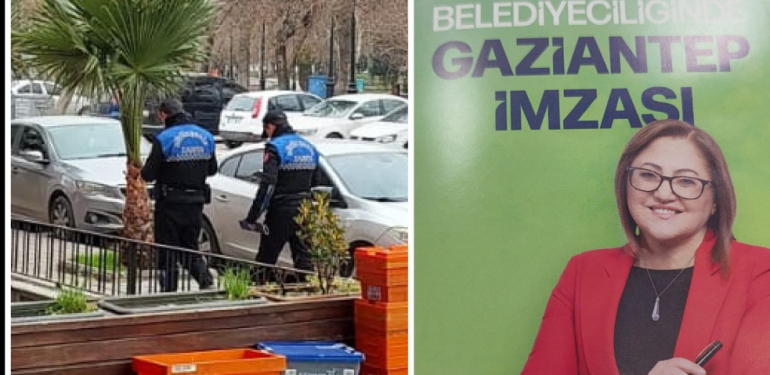 SKANDAL ! Büyükşehir Belediye zabıtası, Fatma Şahin’in Seçim Broşürlerini Dağıtıyor