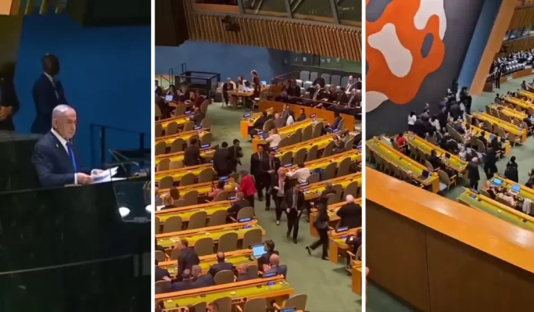 Katliamcı Netanyahu’ya büyük şok! BM kürsüsünde konuşurken salonu terk ettiler