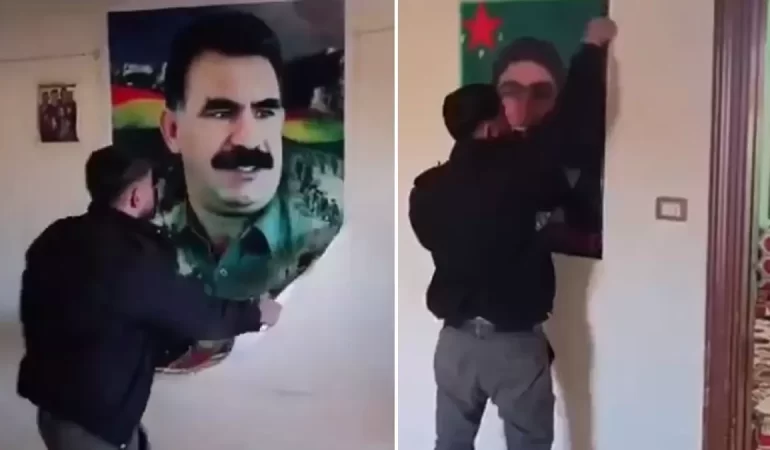 Suriye’de muhalifler PKK afişlerini parçaladı