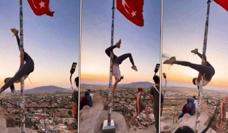 Türk bayrağında direk dansına soruşturma